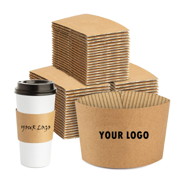 100Pcs 10-20Oz Kraft Paper Coffee Cup Sleeves Item No#11253