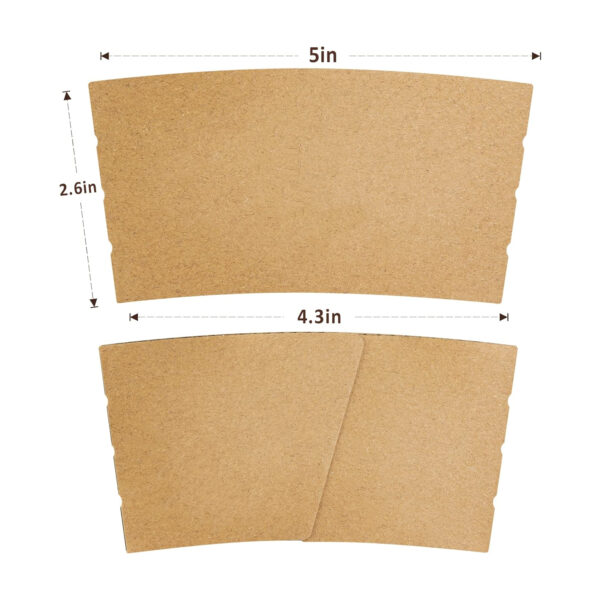 100Pcs 10-20Oz Kraft Paper Coffee Cup Sleeves Item No#11253 - Image 2