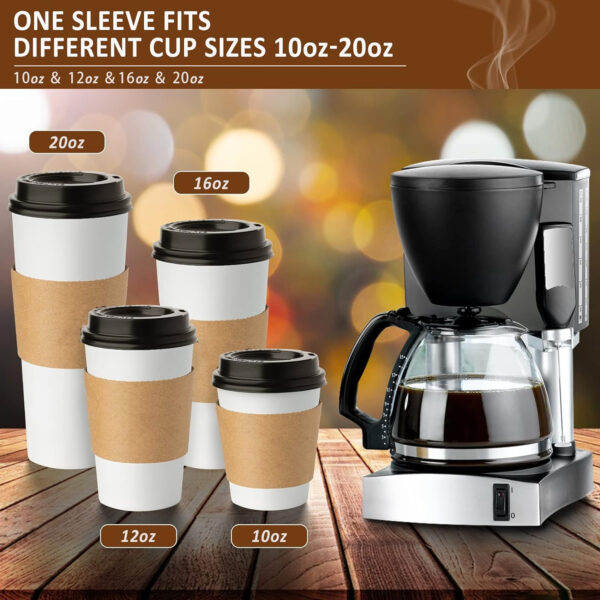 100Pcs 10-20Oz Kraft Paper Coffee Cup Sleeves Item No#11253 - Image 4