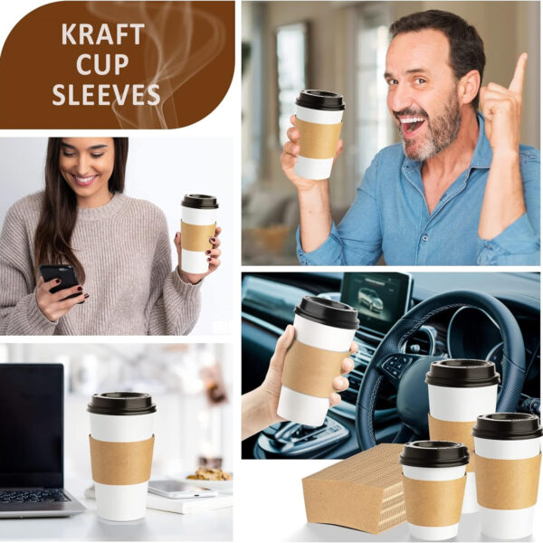 100Pcs 10-20Oz Kraft Paper Coffee Cup Sleeves Item No#11253 - Image 5