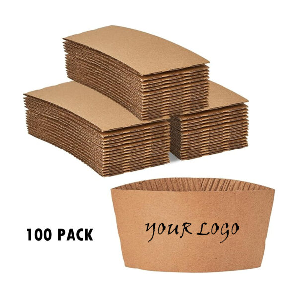 100Pcs 8 Oz Kraft Paper Coffee Cup Sleeves Item No#11254
