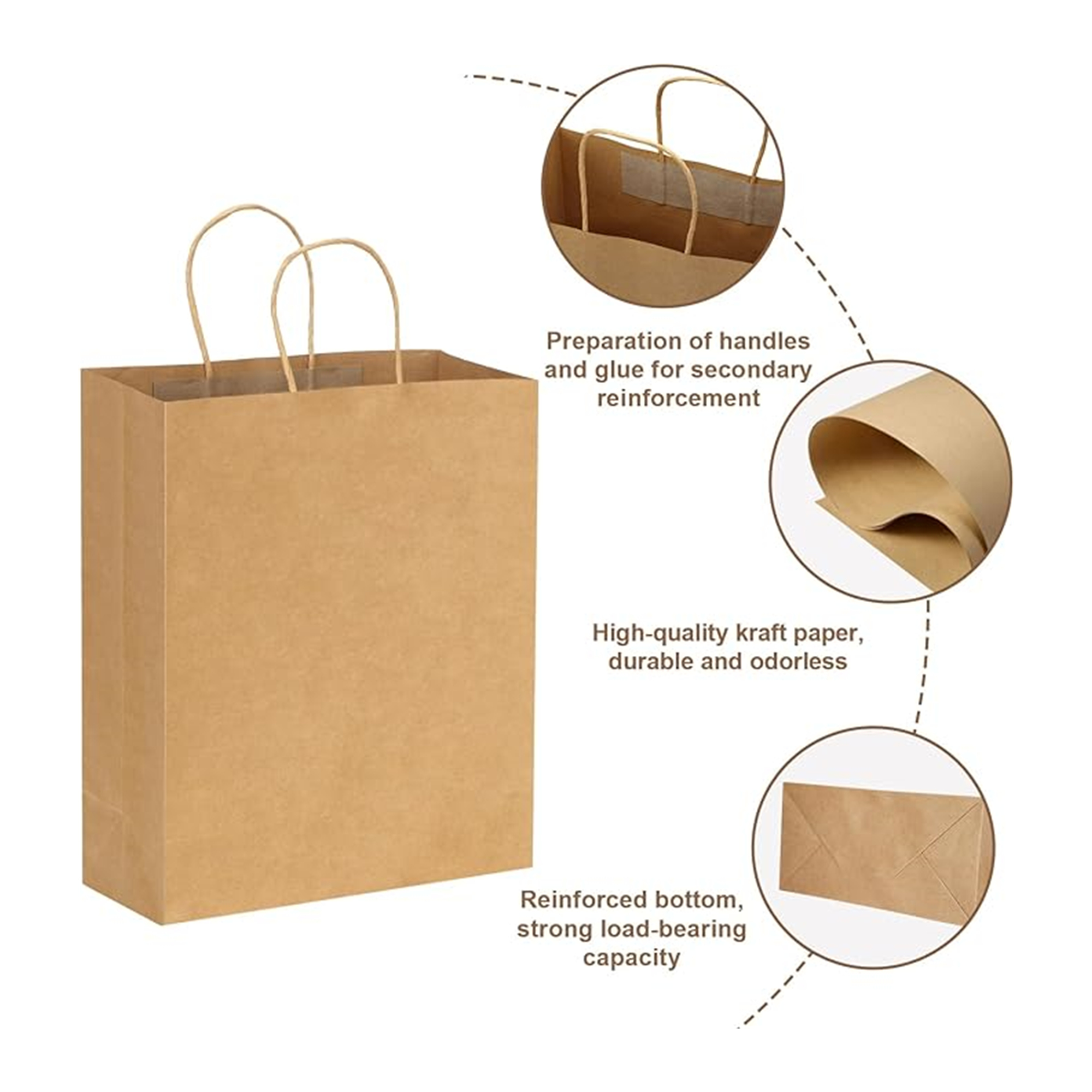 Small Brown Paper Bags With Handles Item No#11256 - Image 3