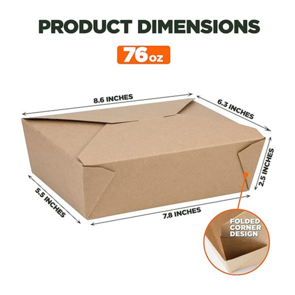 76 Oz Disposable Kraft Paper To Go Boxes For Food Item No#11259 - Image 2