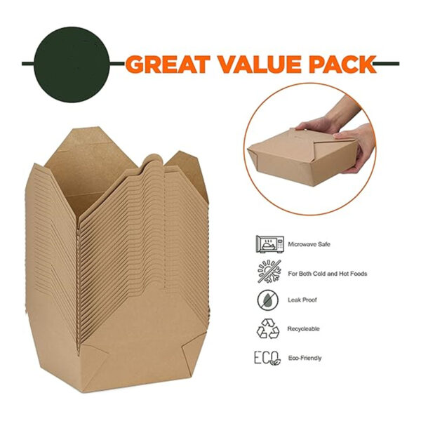 76 Oz Disposable Kraft Paper To Go Boxes For Food Item No#11259 - Image 3
