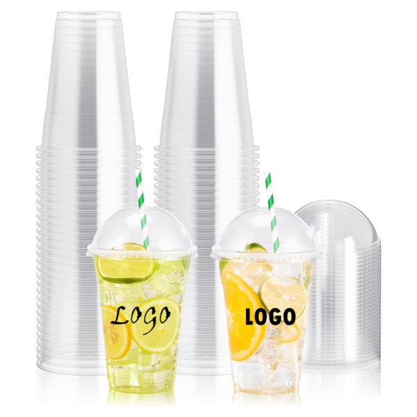 100 Pack 16 Oz Disposable Clear Cups With Dome Lids Item No#11264