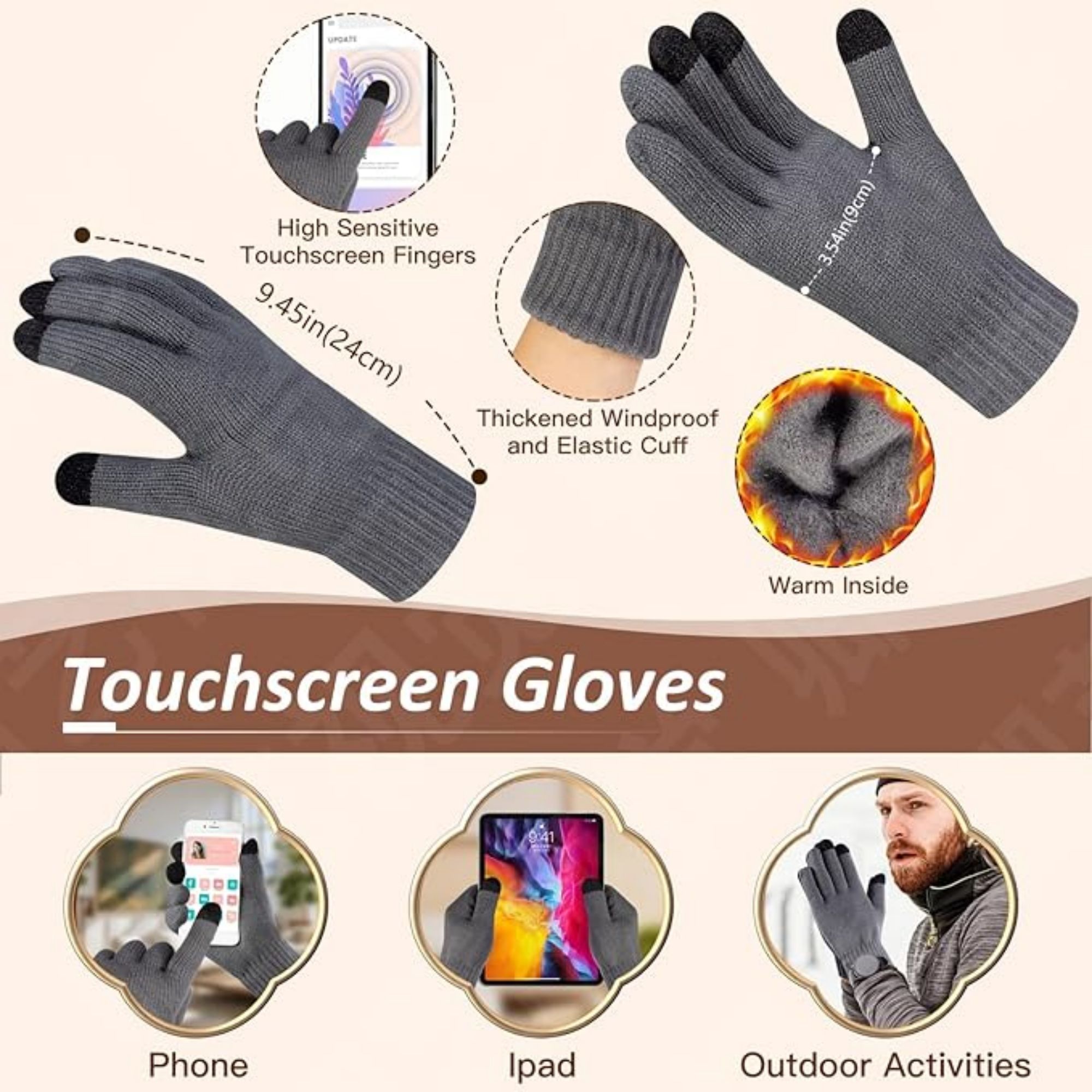 Warm Knit Themal Gloves Long Scarf Set Item No#10854 - Image 4