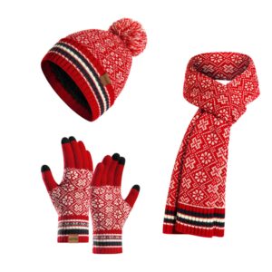 Winter Hat Scarf And Touchcreen Gloves For Women Item No#10855