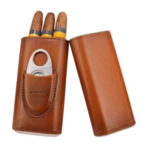 3- Finger Brown Leather Cigar Case Item No#10936