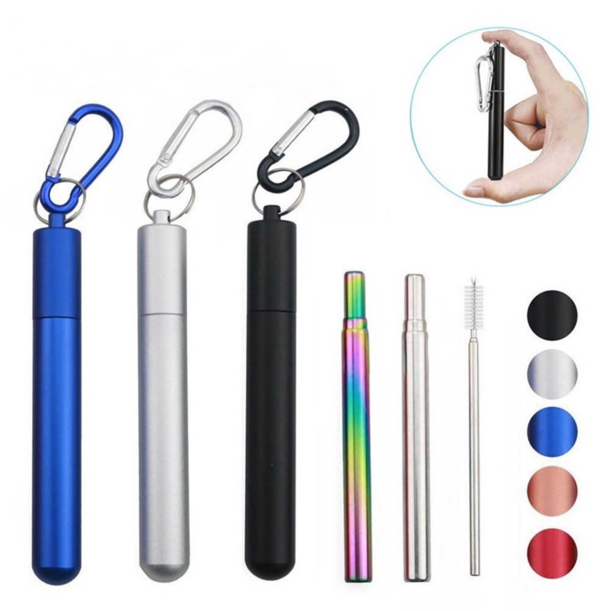 Collapsible Stainless Steel Drinking Straws Item No#10964 - Image 2