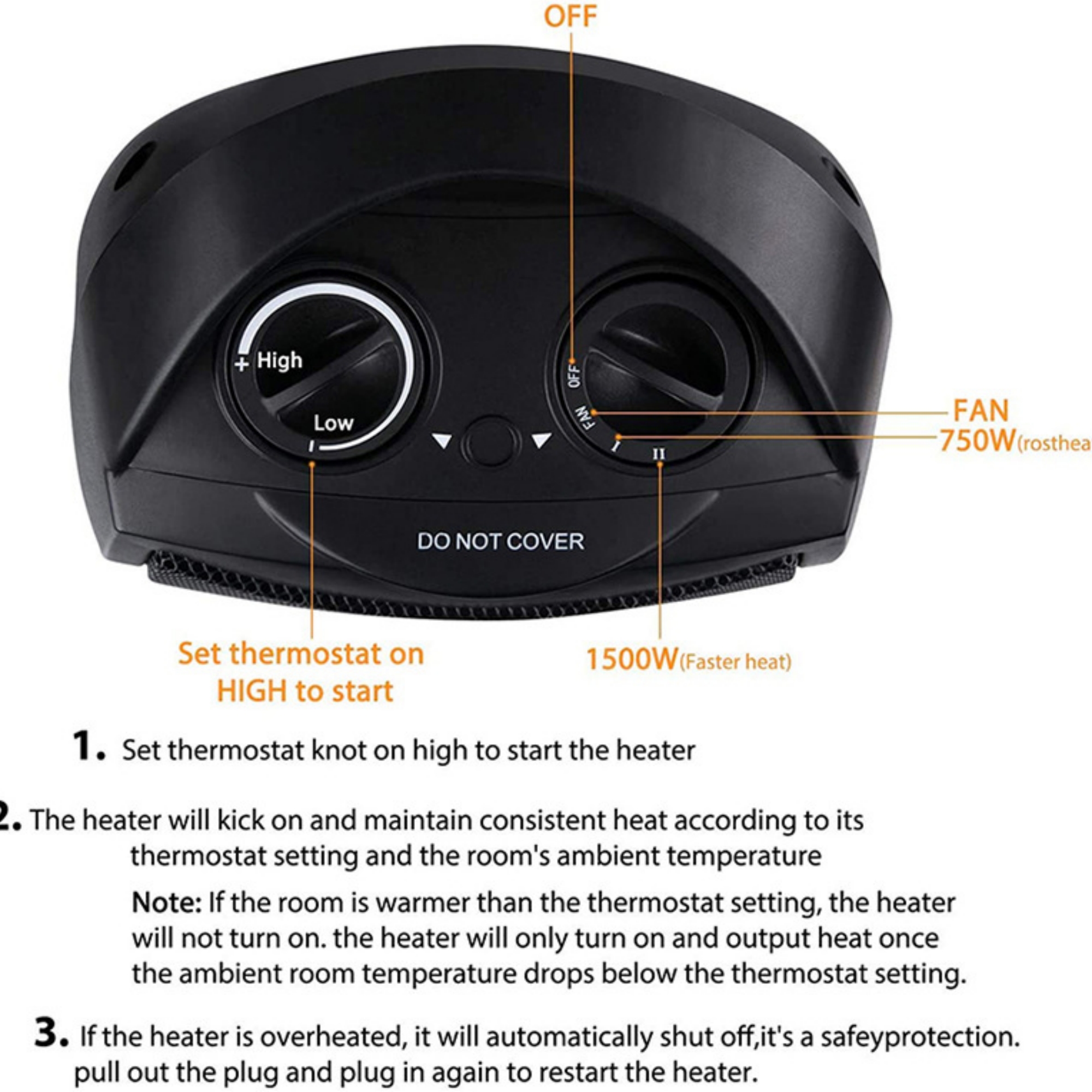 Portable Electric Heater Fan Item No#11384 - Image 6