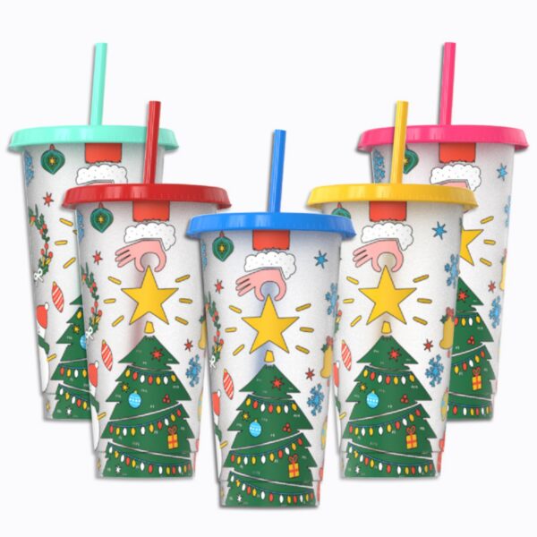 24 Oz Reusable Plastic Cold Drink Cups With Lids And Straws Item No#11407 - Image 2