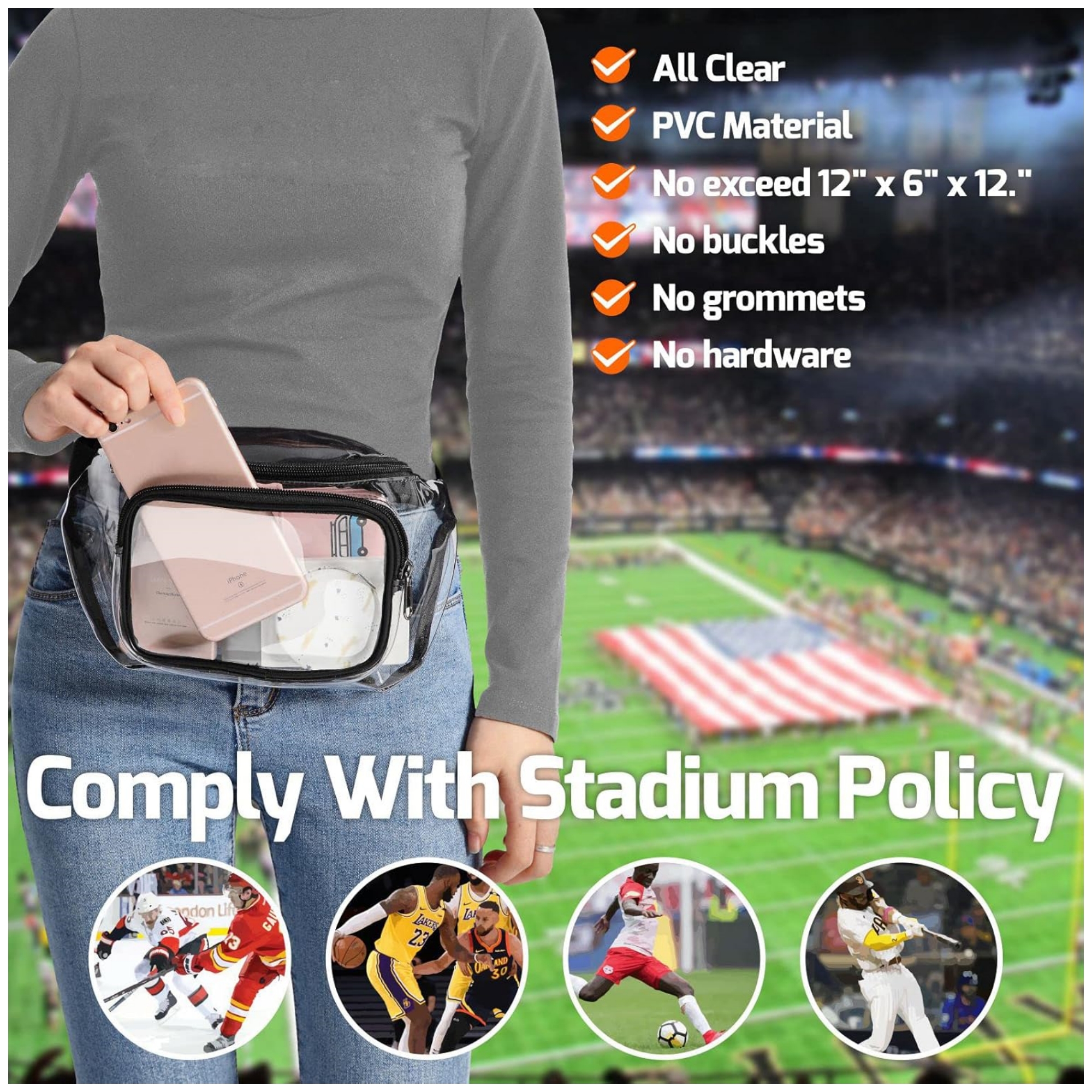 Stadium Approved Clear Fanny Pack Item No#11461 - Image 6