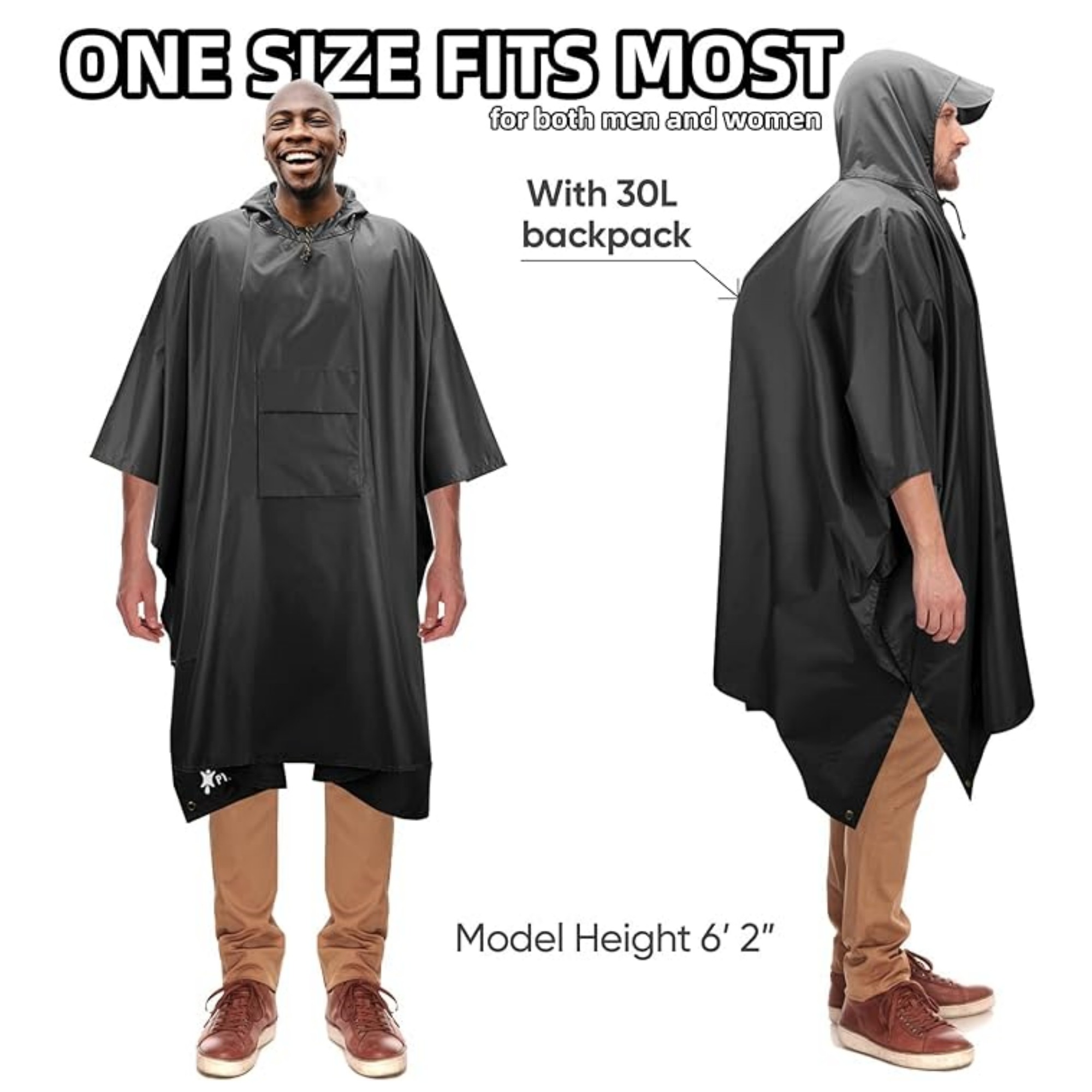 Hooded Rain Poncho With Pocket Item No#11594 - Image 5
