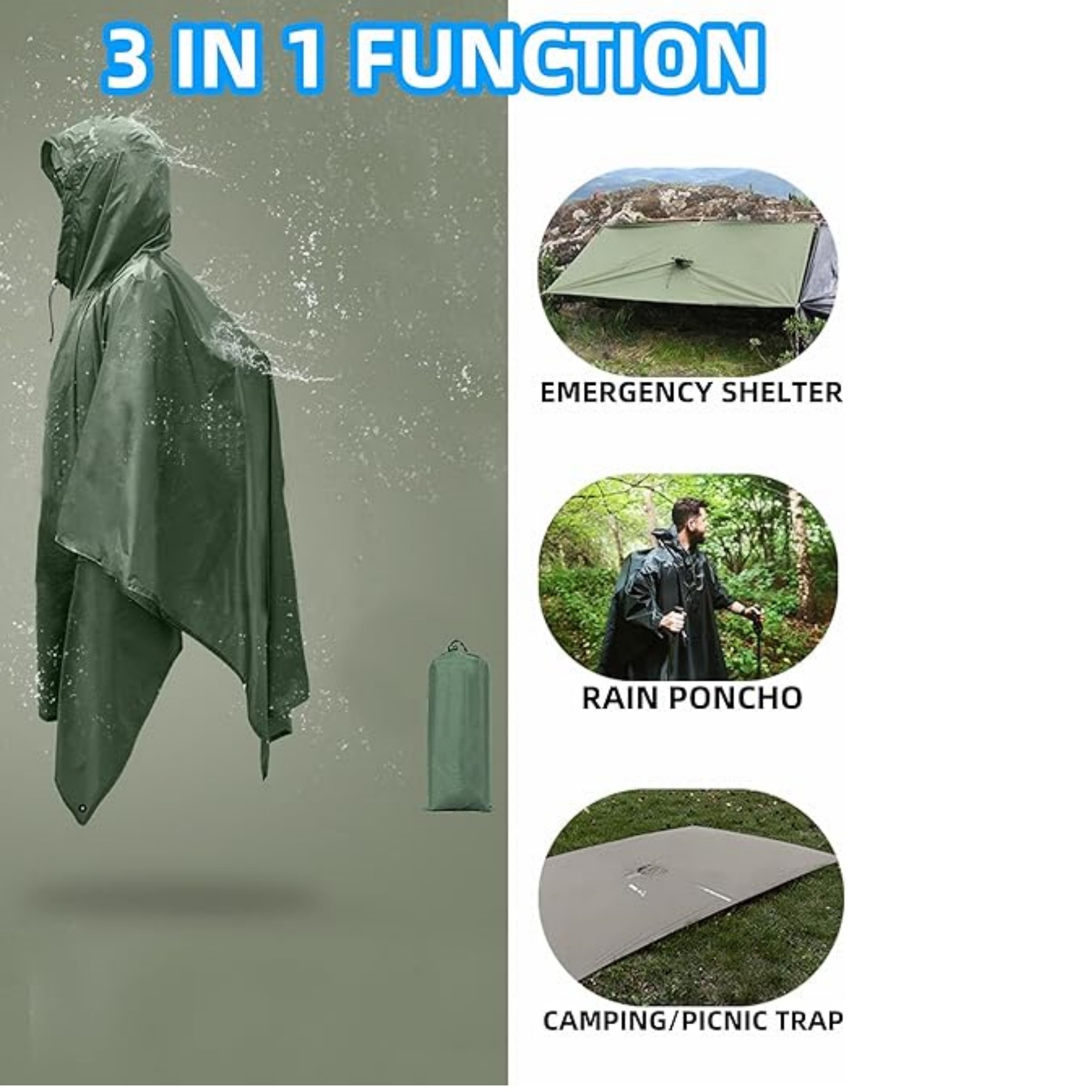 Hooded Rain Poncho With Pocket Item No#11594 - Image 6