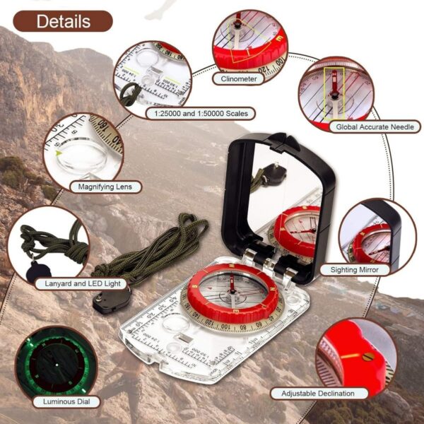 Sighting Mirror Compass With LED light Item No#12082 - Image 5