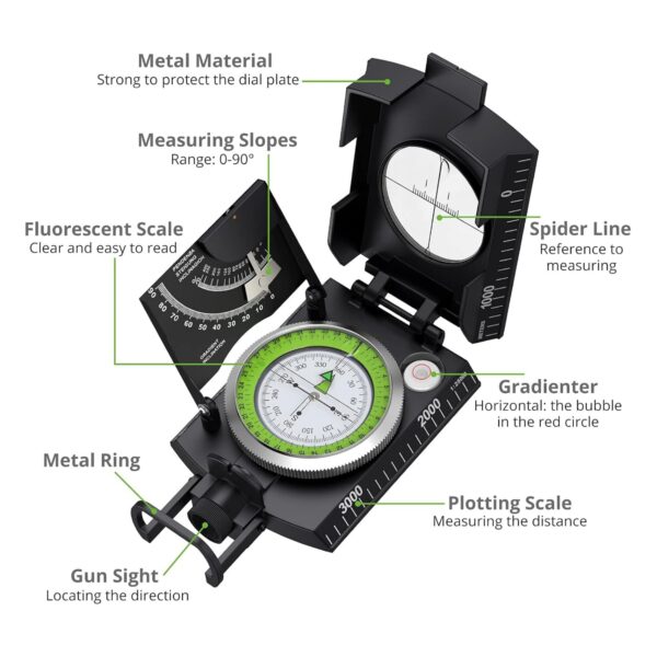 Professional Metal Waterproof Compass Item No#12084 - Image 4