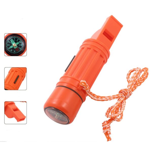 5-In-1 Orange Survival Compass With Whistle Item No#12090 - Image 2