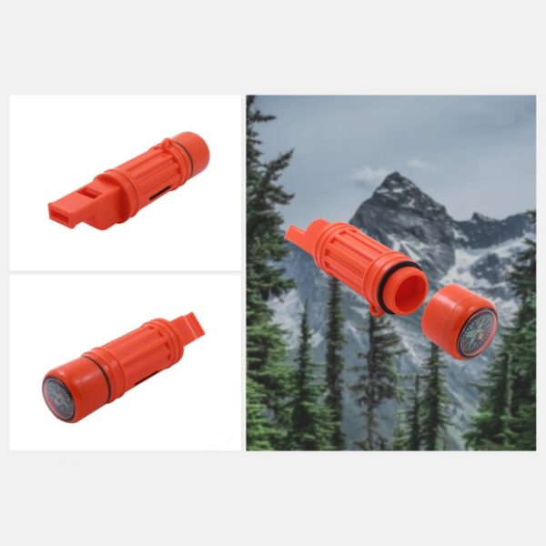 5-In-1 Orange Survival Compass With Whistle Item No#12090 - Image 4