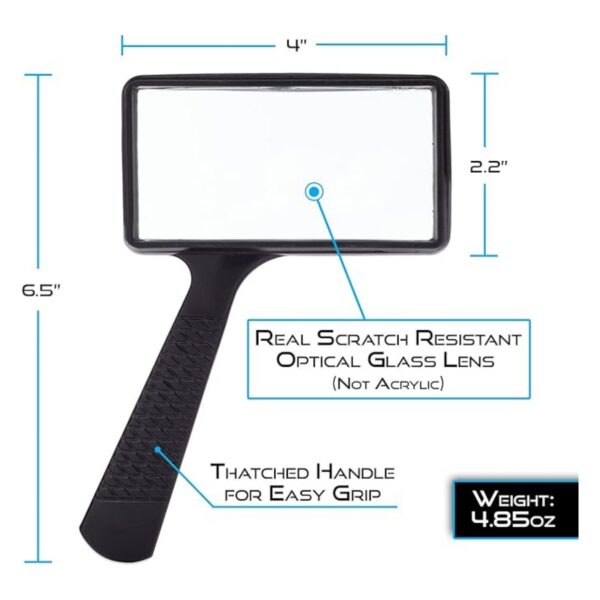 3X Rectangular Handheld Magnifying Glass Item No#12112 - Image 3