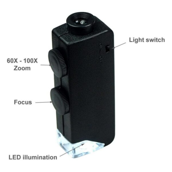 Mini 60X - 100X Zoom Led Lighted Microscope Item No#12141 - Image 4
