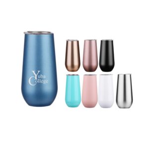 6Oz Stemless Double Insulated Champagne Flute Tumbler With Lid Item No#12233