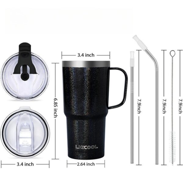 Double Wall Vacuum Stainless Steel Tumbler With Straw And 2 Lids Item No#12236 - Image 3