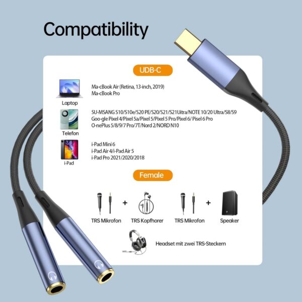 Usb C To Two 3.5Mm Female Audio Adapter Item No#11647 - Image 4