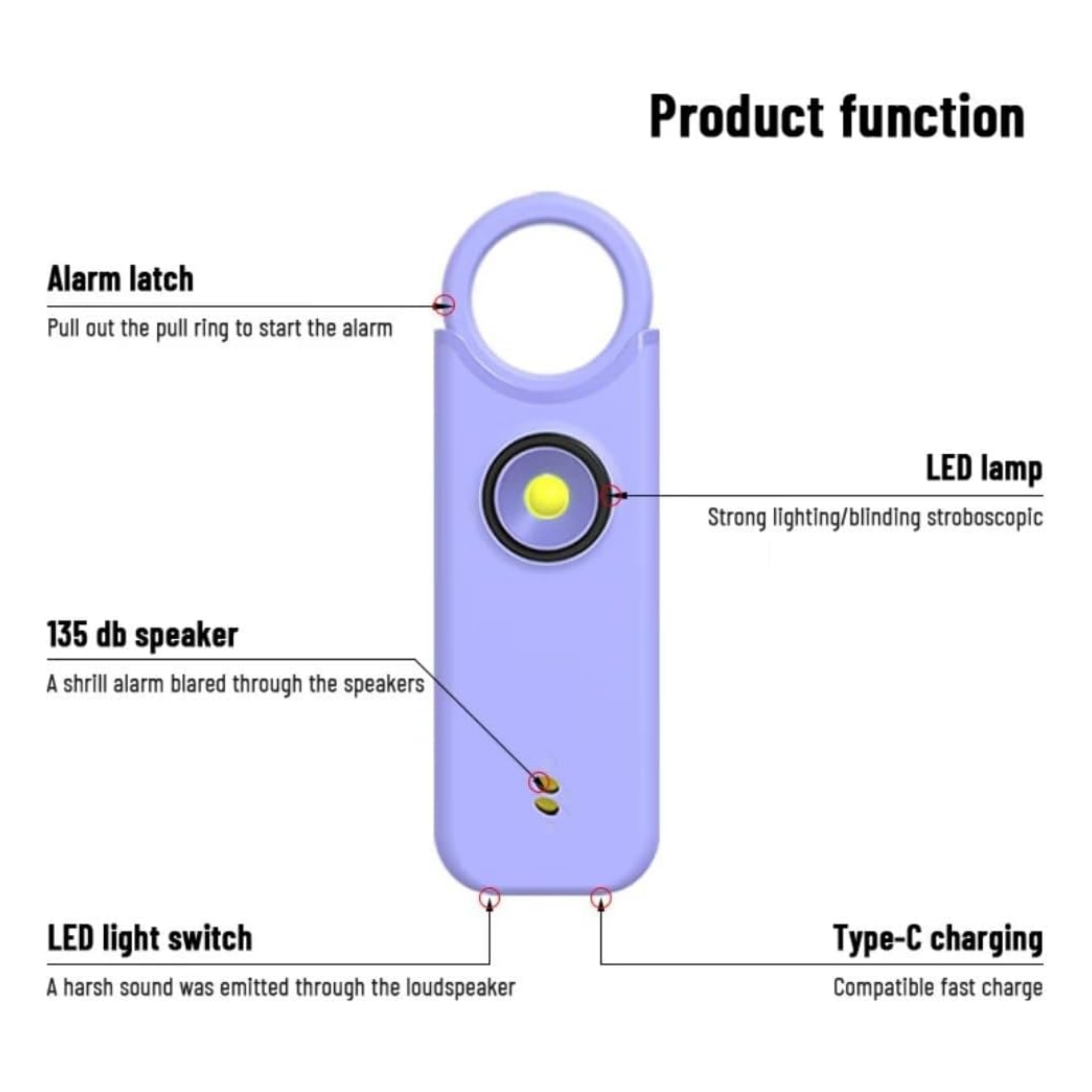 Rechargeable Emergency Safety Alarm Item No#11651 - Image 4