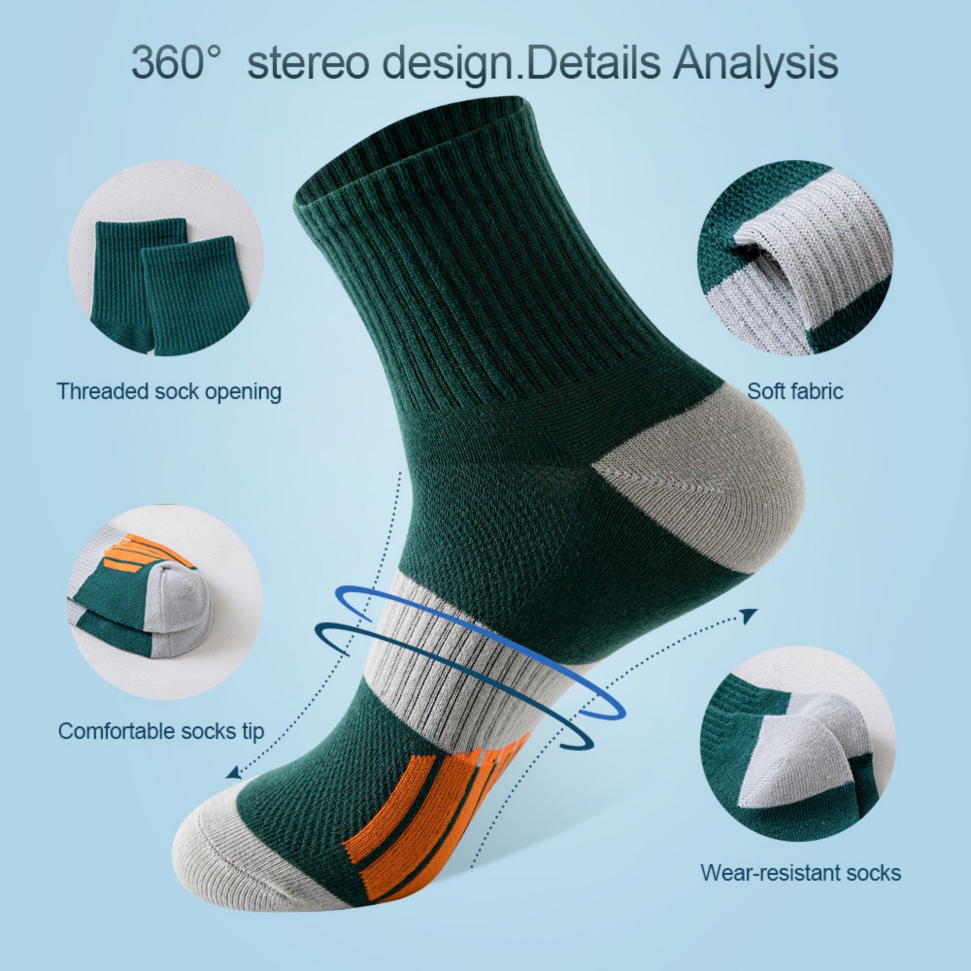 Men's Mid-Calf Sports Socks Item No#12652 - Image 3