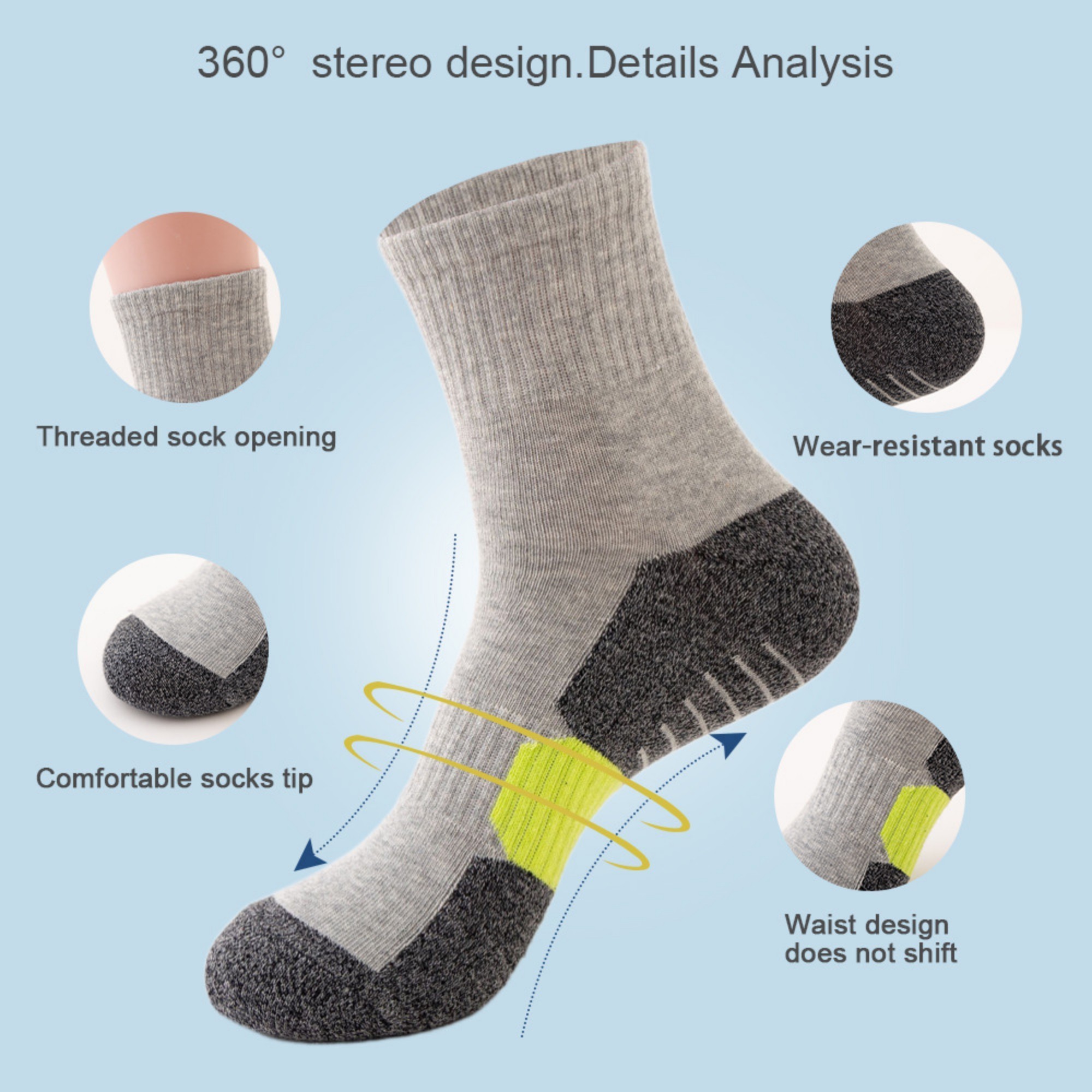 Men's Mid-Calf Athletic Socks Item No#12655 - Image 3