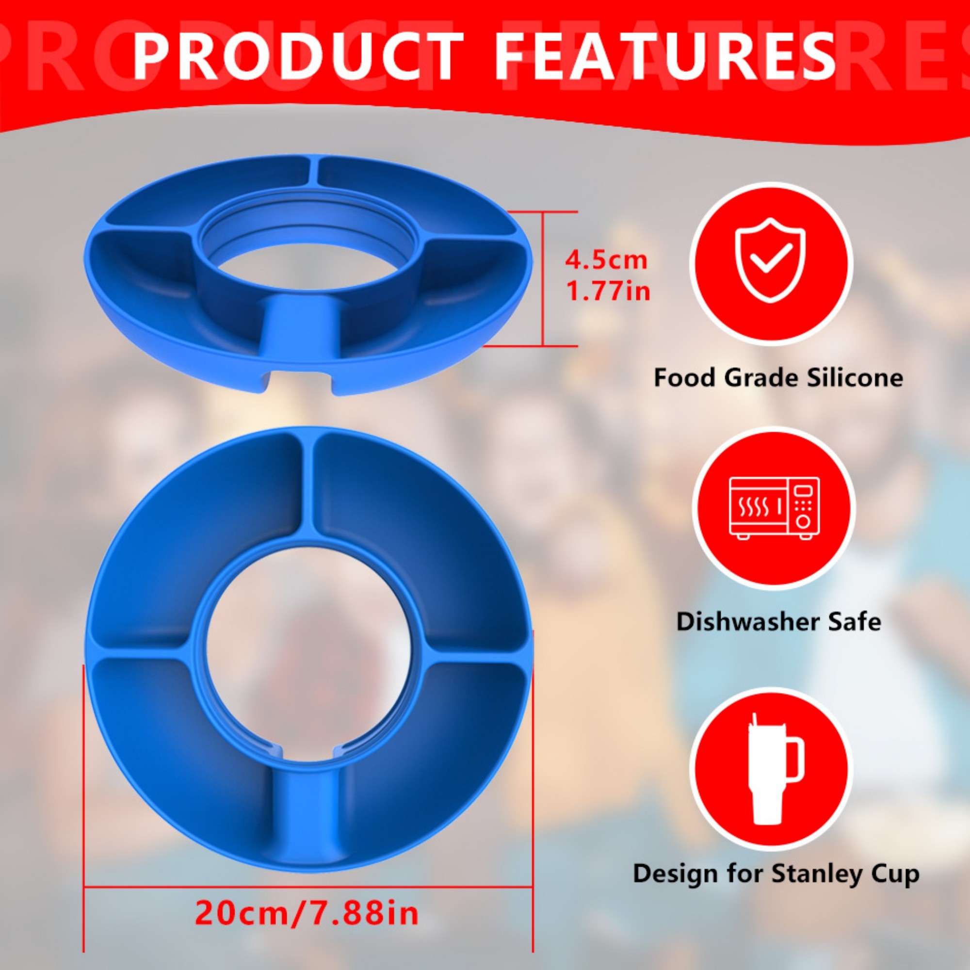 4 Compartment Silicone Snack Tray Item No#12690 - Image 3