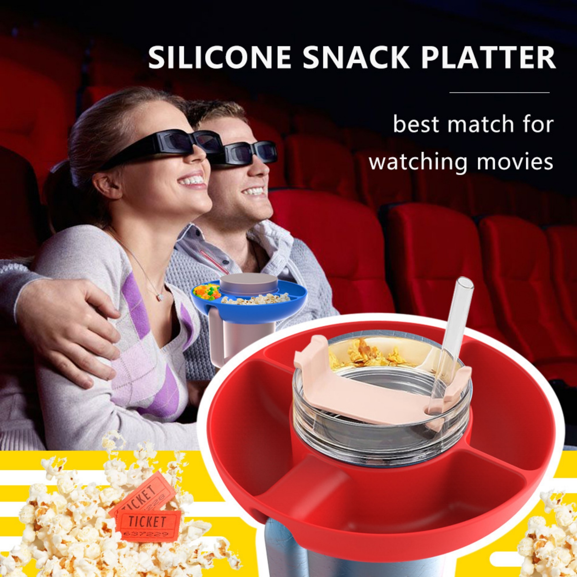 4 Compartment Silicone Snack Tray Item No#12690 - Image 5