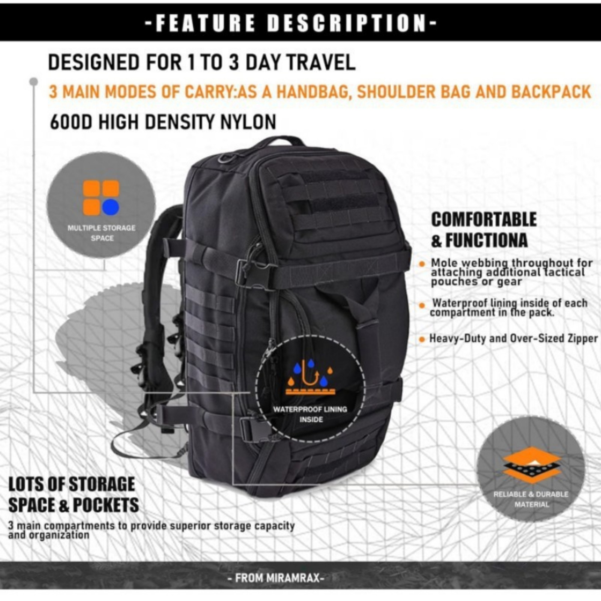 3 In 1 Military Backpack Item No#12723 - Image 8