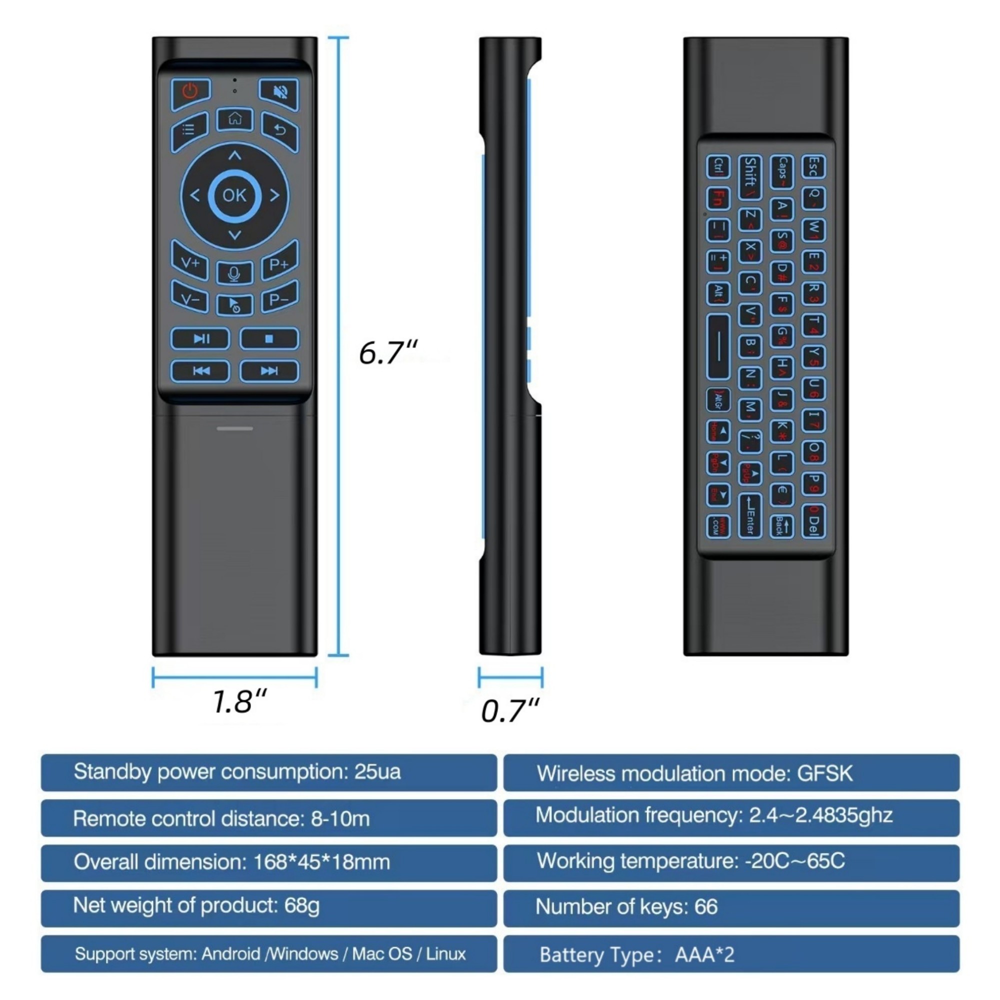 Backlit Air Mouse Keyboard Combo Item No#12939 - Image 3
