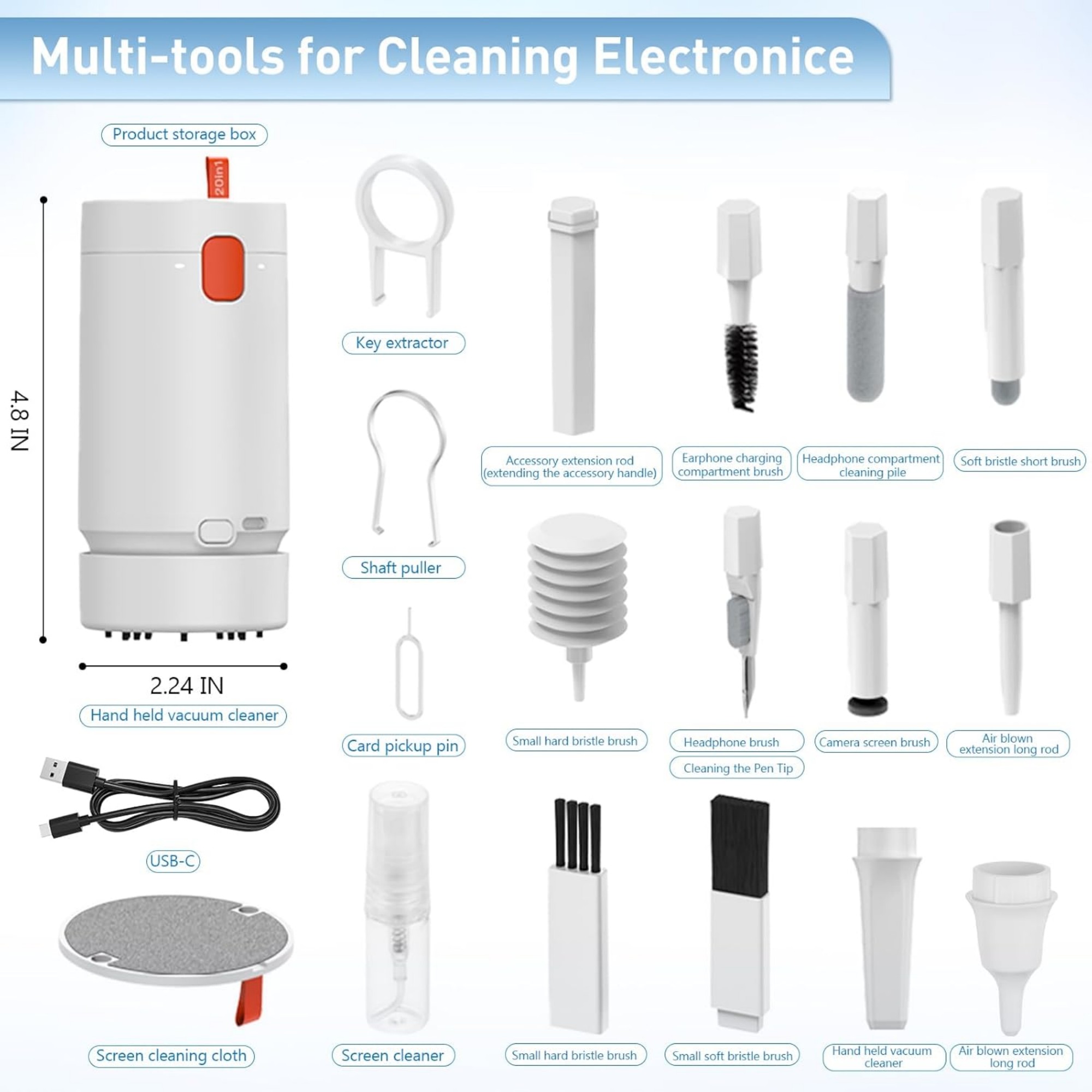 21 In 1 Keyboard Cleaning Kit With Mini Vacuum Cleaner Item No#11819 - Image 3