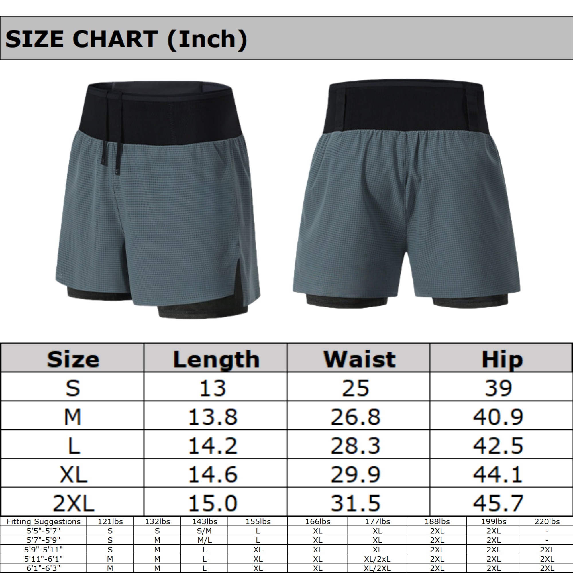 Men's Outdoors Two Layer Running Shorts Item No#11835 - Image 3