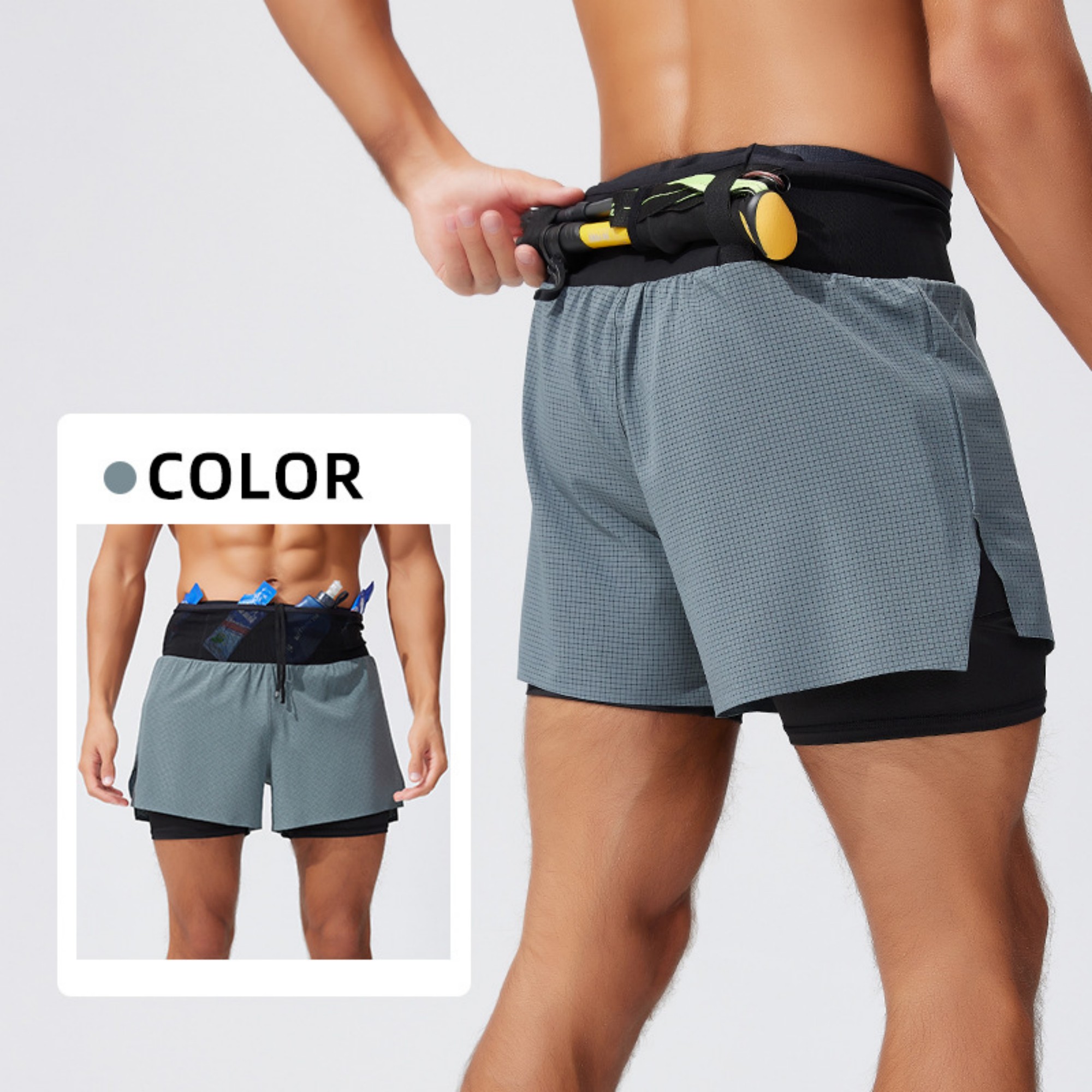 Men's Outdoors Two Layer Running Shorts Item No#11835 - Image 7