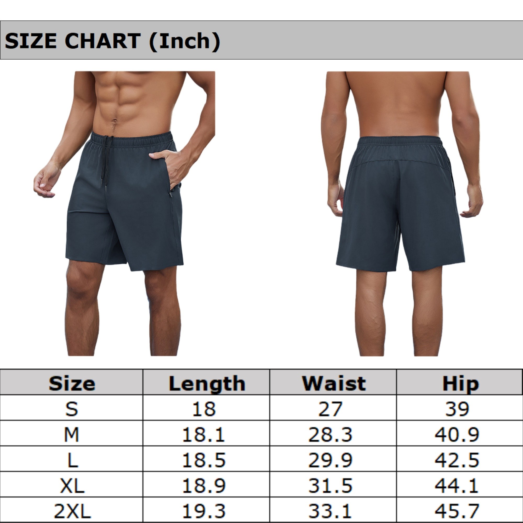 Men's Quick Dry Workout Shorts With Pockets Item No#11845 - Image 3
