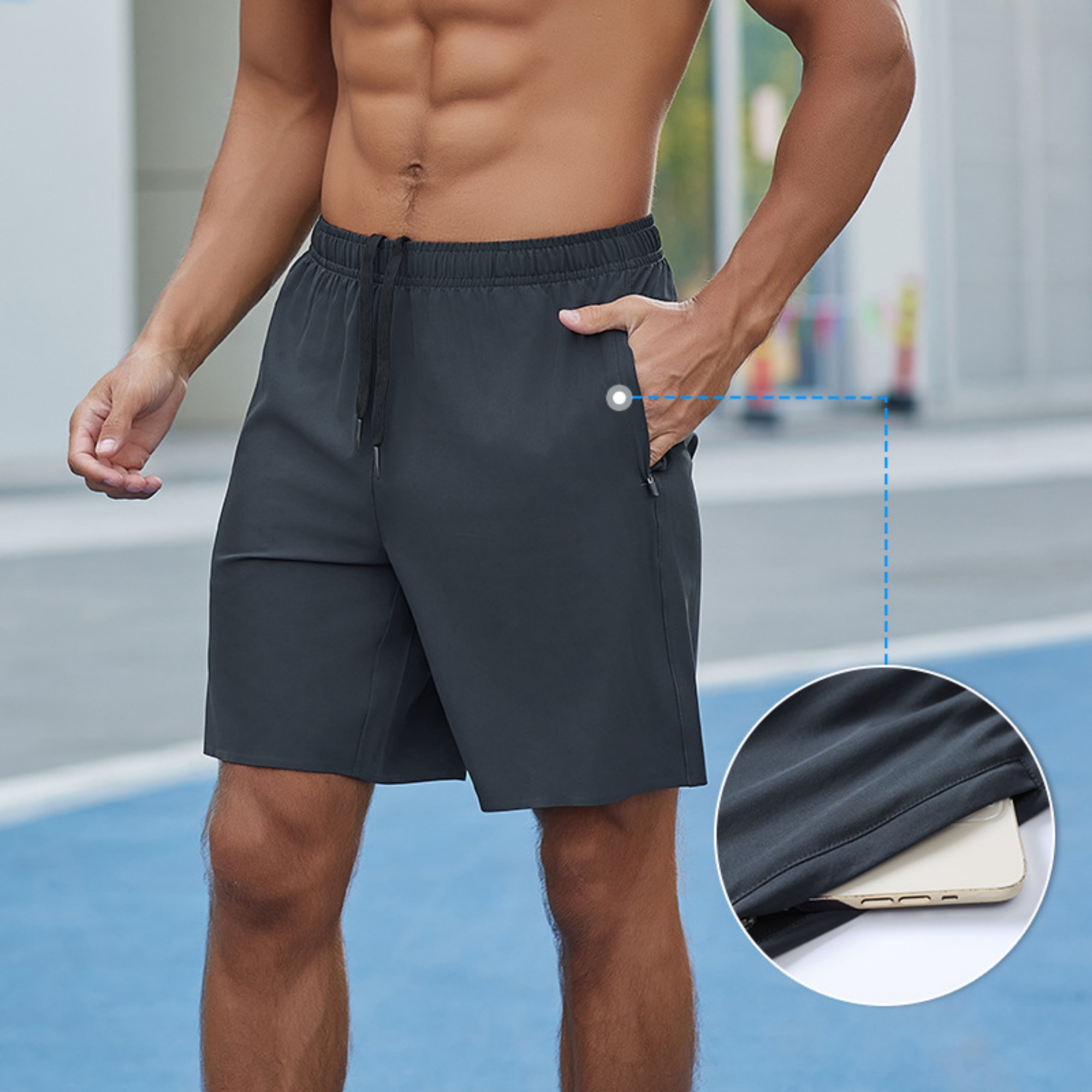 Men's Quick Dry Workout Shorts With Pockets Item No#11845 - Image 6