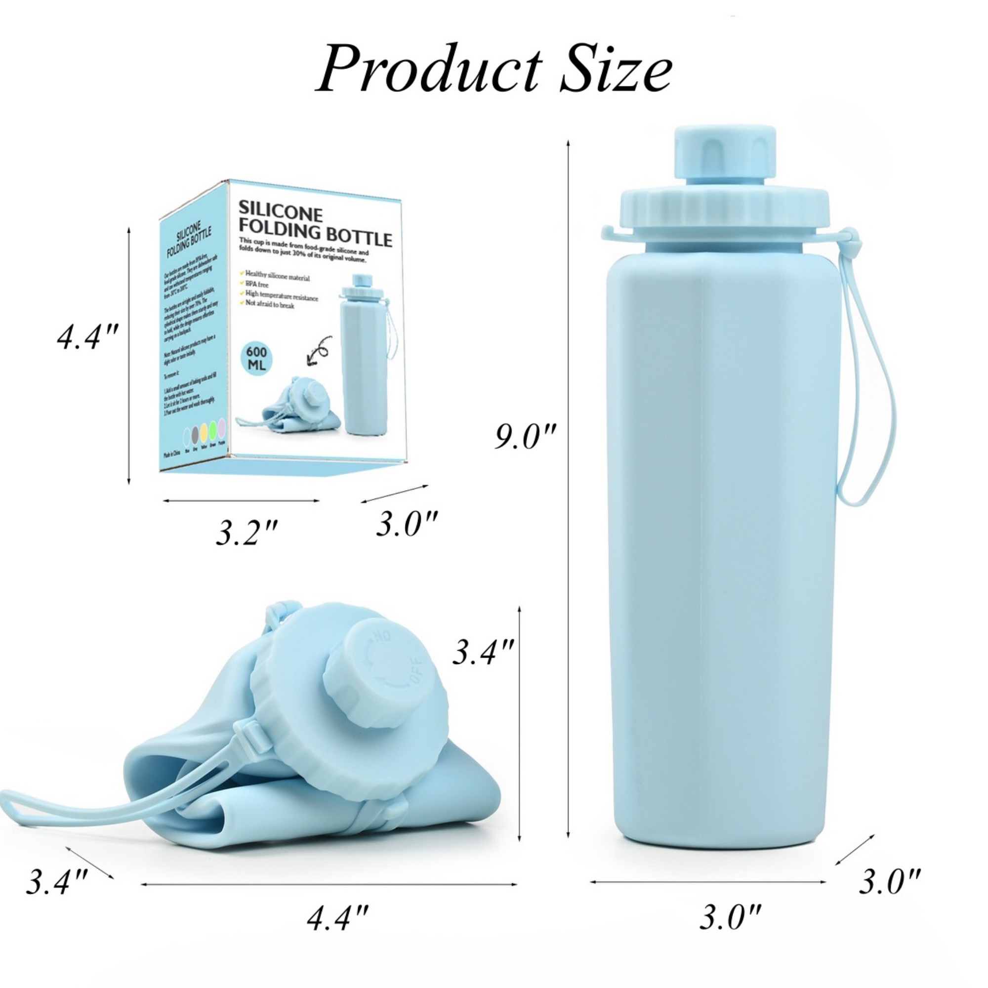20oz Silicone Collapsible Water Bottle Item No#11877 - Image 3