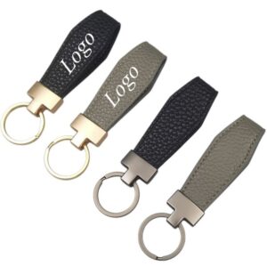 PU Leather Keychain With Polished Metal Accents Item No#11896
