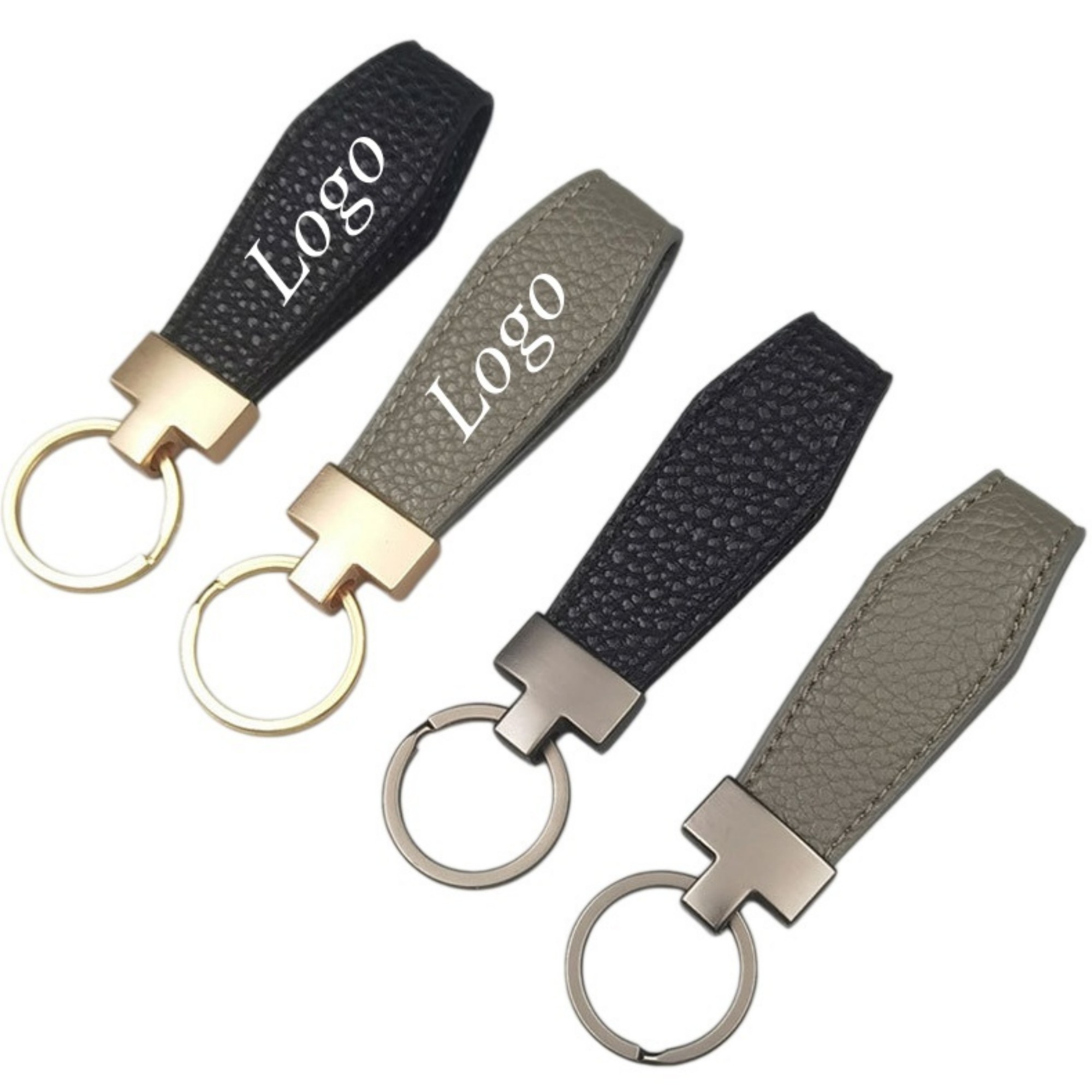 PU Leather Keychain With Polished Metal Accents Item No#11896
