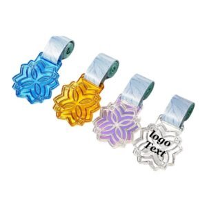 Blooming Flowers Crystal Award Medal Item No#11944