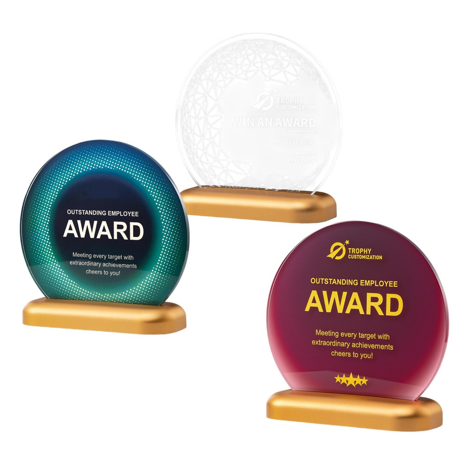 Round Crystal Trophy With Aluminum Base Item No#11959